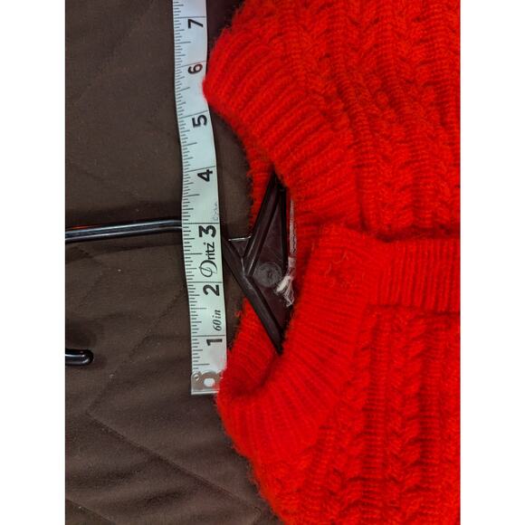 Bright tomato red VINTAGE knit cape poncho by Blue Bird size approx Small - Picture 4 of 7